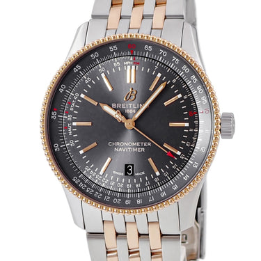 腕時計 ブライトリング BREITLING ナビタイマー オートマチック 41 U17326121M1U1 U17326 自動巻き メンズ K18RG×SS コンビ グレー