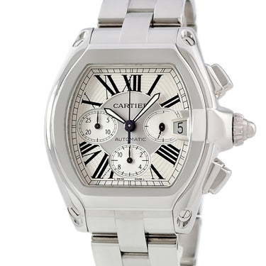 腕時計 カルティエ Cartier ロードスター クロノグラフ W62019X6 自動巻き メンズ シルバー トノウ ローマン デイト スモールセコンド