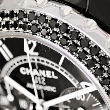 腕時計 シャネル CHANEL J12 オートマティック クロノグラフ H1419 自動巻き メンズ 純正ブラックダイヤ デイト スモールセコンド