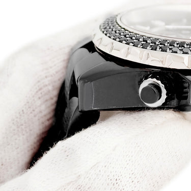 腕時計 シャネル CHANEL J12 オートマティック クロノグラフ H1419 自動巻き メンズ 純正ブラックダイヤ デイト スモールセコンド