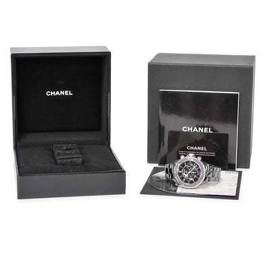 腕時計 シャネル CHANEL J12 オートマティック クロノグラフ H1419 自動巻き メンズ 純正ブラックダイヤ デイト スモールセコンド