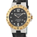 腕時計 ブルガリ BVLGARI ディアゴノ スクーバ SD38SG 自動巻き メンズ K18YG×SS コンビ ブラック アラビア ドット デイト