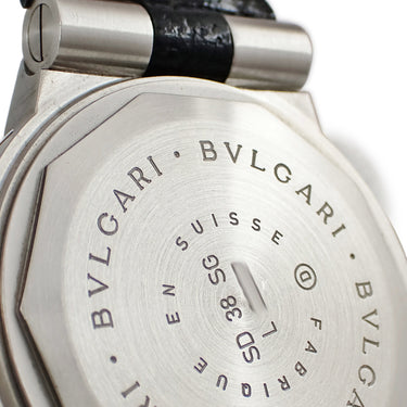 腕時計 ブルガリ BVLGARI ディアゴノ スクーバ SD38SG 自動巻き メンズ K18YG×SS コンビ ブラック アラビア ドット デイト