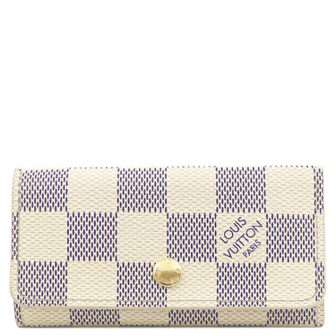 ルイヴィトン LOUIS VUITTON ミュルティクレ 4 N60020 ダミエアズール ダミエアズールキャンバス キーケース ゴールド金具 白