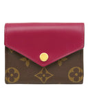 ルイヴィトン LOUIS VUITTON ポルトフォイユ ゾエ M62932 フューシャ モノグラムキャンバス レザー 三つ折り財布 ゴールド金具 茶 ピンク 小銭入れ コンパクト