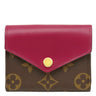 ルイヴィトン LOUIS VUITTON ポルトフォイユ ゾエ M62932 フューシャ モノグラムキャンバス レザー 三つ折り財布 ゴールド金具 茶 ピンク 小銭入れ コンパクト