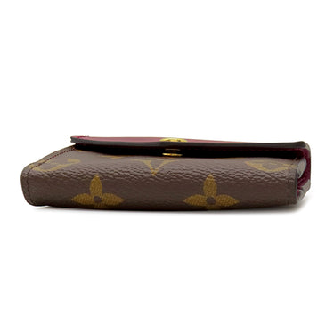 ルイヴィトン LOUIS VUITTON ポルトフォイユ ゾエ M62932 フューシャ モノグラムキャンバス レザー 三つ折り財布 ゴールド金具 茶 ピンク 小銭入れ コンパクト