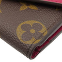 ルイヴィトン LOUIS VUITTON ポルトフォイユ ゾエ M62932 フューシャ モノグラムキャンバス レザー 三つ折り財布 ゴールド金具 茶 ピンク 小銭入れ コンパクト