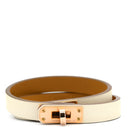 エルメス HERMES ミニ ケリードゥブルトゥール ナタ ヴォースイフト GP T2 ブレスレット ローズゴールド金具 ピンクゴールド金具 白 2重 2連 レザーブレス
