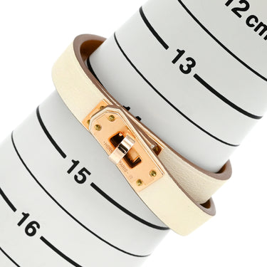 エルメス HERMES ミニ ケリードゥブルトゥール ナタ ヴォースイフト GP T2 ブレスレット ローズゴールド金具 ピンクゴールド金具 白 2重 2連 レザーブレス