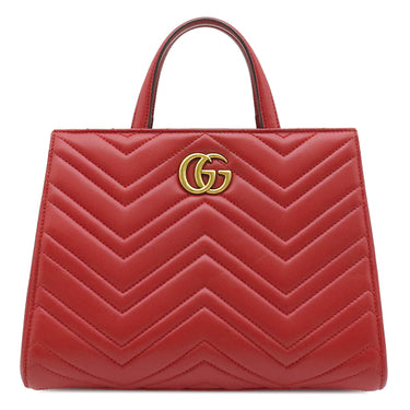 グッチ GUCCI GGマーモント トップハンドルバッグ 448054 レッド レザー 2WAYバッグ ゴールド金具 ハンドバッグ ショルダー トート