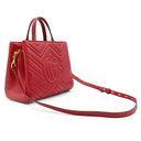 グッチ GUCCI GGマーモント トップハンドルバッグ 448054 レッド レザー 2WAYバッグ ゴールド金具 ハンドバッグ ショルダー トート
