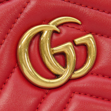 グッチ GUCCI GGマーモント トップハンドルバッグ 448054 レッド レザー 2WAYバッグ ゴールド金具 ハンドバッグ ショルダー トート
