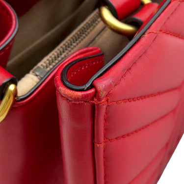 グッチ GUCCI GGマーモント トップハンドルバッグ 448054 レッド レザー 2WAYバッグ ゴールド金具 ハンドバッグ ショルダー トート