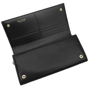 ブルガリ BVLGARI ビー ゼロワン 288229 ブラック ゴートレザー カーフ 長財布 ゴールド金具 黒 二つ折り チャーム付き
