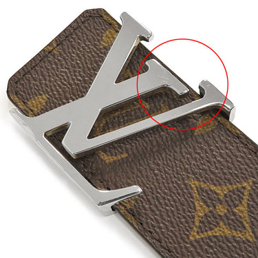 ルイヴィトン LOUIS VUITTON LV イニシャル 85/34 M9821 モノグラム モノグラムキャンバス レザー ベルト シルバー金具 黒 リバーシブル