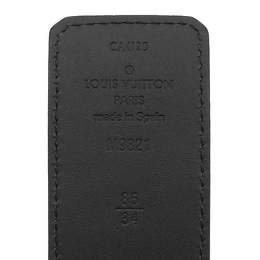 ルイヴィトン LOUIS VUITTON LV イニシャル 85/34 M9821 モノグラム モノグラムキャンバス レザー ベルト シルバー金具 黒 リバーシブル