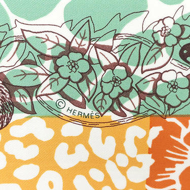 エルメス HERMES カレ70 CARRE ヴェール×オレンジ×ブラウン シルク スカーフ 新品 未使用 【JUNGLE LOVE /ジャングルラブ】