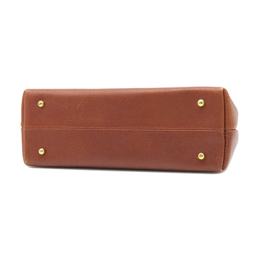 ジバンシイ GIVENCHY ロゴ メタル ブラウン レザー ハンドバッグ ゴールド金具 茶 ヴィンテージ
