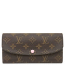 ルイヴィトン LOUIS VUITTON ポルトフォイユ エミリー M61289 モノグラム×ローズバレリーヌ モノグラムキャンバス 長財布 ゴールド金具 茶 ピンク