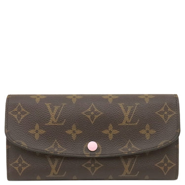 ルイヴィトン LOUIS VUITTON ポルトフォイユ エミリー M61289 モノグラム×ローズバレリーヌ モノグラムキャンバス 長財布 ゴールド金具 茶 ピンク