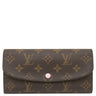 ルイヴィトン LOUIS VUITTON ポルトフォイユ エミリー M61289 モノグラム×ローズバレリーヌ モノグラムキャンバス 長財布 ゴールド金具 茶 ピンク