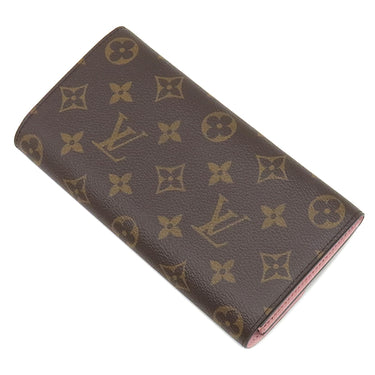 ルイヴィトン LOUIS VUITTON ポルトフォイユ エミリー M61289 モノグラム×ローズバレリーヌ モノグラムキャンバス 長財布 ゴールド金具 茶 ピンク