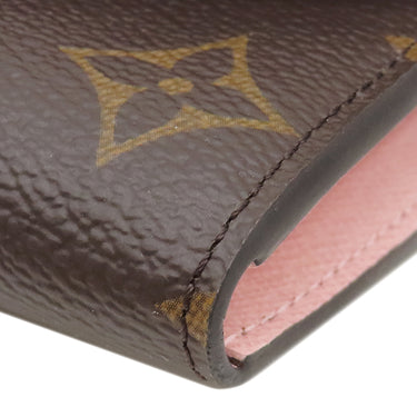 ルイヴィトン LOUIS VUITTON ポルトフォイユ エミリー M61289 モノグラム×ローズバレリーヌ モノグラムキャンバス 長財布 ゴールド金具 茶 ピンク