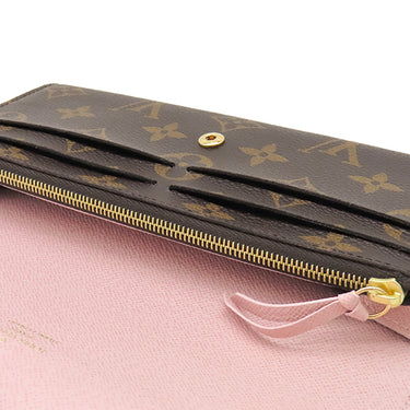 ルイヴィトン LOUIS VUITTON ポルトフォイユ エミリー M61289 モノグラム×ローズバレリーヌ モノグラムキャンバス 長財布 ゴールド金具 茶 ピンク