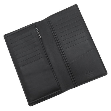 ルイヴィトン LOUIS VUITTON ポルトフォイユ ブラザ N63010 オニキス ダミエグラフィットキャンバス 長財布 マットシルバー金具 茶 二つ折り