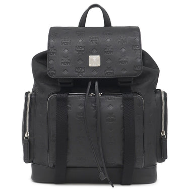 エムシーエム MCM ヴィセトス バックパック ブラック レザー リュック・デイパック シルバー金具 黒 エンボス 型押し ロゴ 総柄