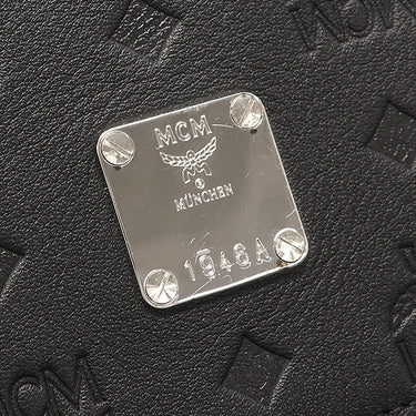 エムシーエム MCM ヴィセトス バックパック ブラック レザー リュック・デイパック シルバー金具 黒 エンボス 型押し ロゴ 総柄
