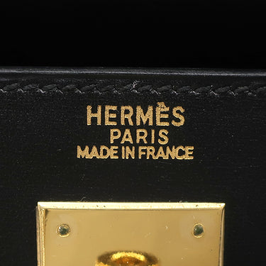 エルメス HERMES ケリー32 外縫い ブラック ボックスカーフ ハンドバッグ ゴールド金具 黒 ハンドバッグ ショルダー