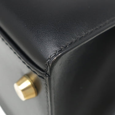 エルメス HERMES ケリー32 外縫い ブラック ボックスカーフ ハンドバッグ ゴールド金具 黒 ハンドバッグ ショルダー