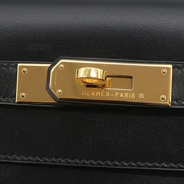 エルメス HERMES ケリー32 外縫い ブラック ボックスカーフ ハンドバッグ ゴールド金具 黒 ハンドバッグ ショルダー