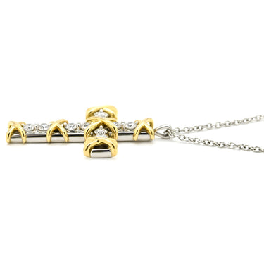 ティファニー Tiffany & Co ジャン シュランバージェ クロス ダイヤ ペンダント 60022679 プラチナシルバー×イエローゴールド Pt950 K18YG ダイヤモンド ネックレス Pt 750YG