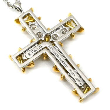 ティファニー Tiffany & Co ジャン シュランバージェ クロス ダイヤ ペンダント 60022679 プラチナシルバー×イエローゴールド Pt950 K18YG ダイヤモンド ネックレス Pt 750YG