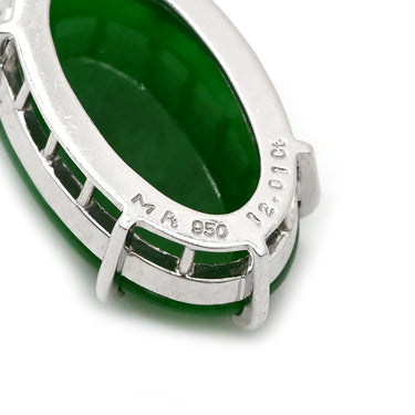 ミキモト MIKIMOTO ヒスイ 12.01ct ペンダント グリーン×プラチナシルバー Pt950 エメラルド ネックレス 翡翠 ジェイダイト 大粒 緑 MIKIMOTO プラチナ