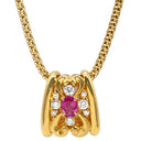 ランバン LANVIN デザインネックレス ピンク×イエローゴールド Pt900 ダイヤモンド 色石 ネックレス 18K 750 YG ピンク ダイヤ