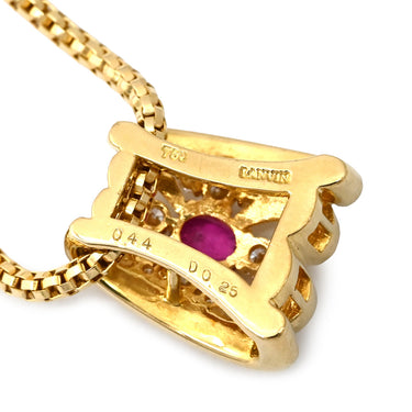 ランバン LANVIN デザインネックレス ピンク×イエローゴールド Pt900 ダイヤモンド 色石 ネックレス 18K 750 YG ピンク ダイヤ