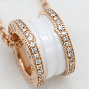 ブルガリ BVLGARI ビーゼロワン ダイヤ 350053 ピンクゴールド×ホワイト K18PG セラミック ダイヤモンド ネックレス B-zero1 Au750 18K 18金 白セラミック