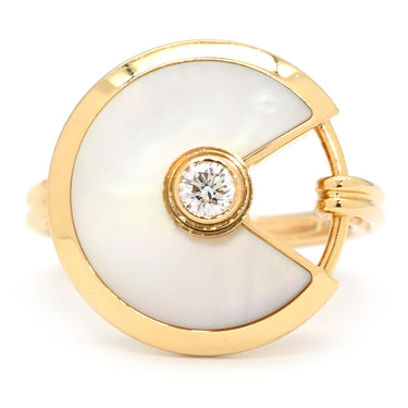 カルティエ Cartier アミュレット ドゥ カルティエ ホワイト×イエローゴールド K18YG ダイヤモンド マザーオブパール #50(JP10) リング 指輪 K18 マザーオブパール ダイヤモンド 7号