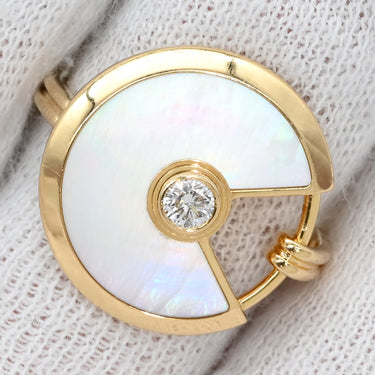 カルティエ Cartier アミュレット ドゥ カルティエ ホワイト×イエローゴールド K18YG ダイヤモンド マザーオブパール #50(JP10) リング 指輪 K18 マザーオブパール ダイヤモンド 7号