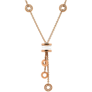 ブルガリ BVLGARI ビーゼロワン B-zero1 エレメント ホワイト×ピンクゴールド K18PG ダイヤモンド ホワイトセラミック ネックレス Au750 18K 18金 ダイヤモンド 白セラミック