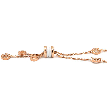 ブルガリ BVLGARI ビーゼロワン B-zero1 エレメント ホワイト×ピンクゴールド K18PG ダイヤモンド ホワイトセラミック ネックレス Au750 18K 18金 ダイヤモンド 白セラミック