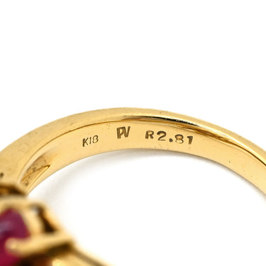 ポンテヴェキオ Ponte Vecchio ルビー ダイヤ フラワーモチーフ イエローゴールド K18YG ルビー ダイヤモンド リング 指輪 赤 18K 750 YG 花 12号