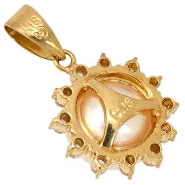 タサキ TASAKI パール ダイヤモンド パールホワイト×イエローゴールド K18YG パール ダイヤモンド ペンダントトップ TASAKI Au750 18K 18金 真珠 ヘイローデザイン