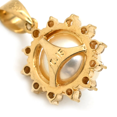 タサキ TASAKI パール ダイヤモンド パールホワイト×イエローゴールド K18YG パール ダイヤモンド ペンダントトップ TASAKI Au750 18K 18金 真珠 ヘイローデザイン