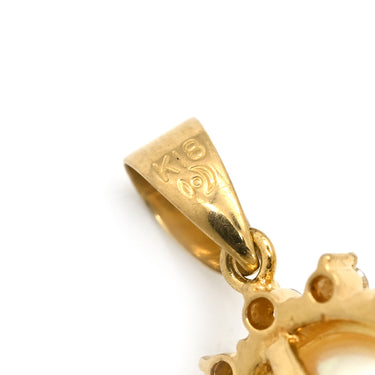 タサキ TASAKI パール ダイヤモンド パールホワイト×イエローゴールド K18YG パール ダイヤモンド ペンダントトップ TASAKI Au750 18K 18金 真珠 ヘイローデザイン