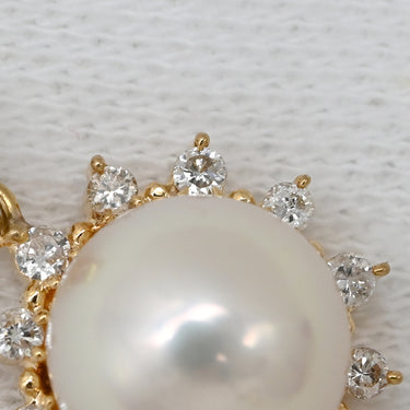 タサキ TASAKI パール ダイヤモンド パールホワイト×イエローゴールド K18YG パール ダイヤモンド ペンダントトップ TASAKI Au750 18K 18金 真珠 ヘイローデザイン